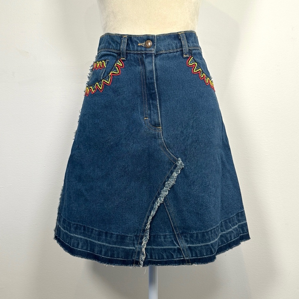 Italy Denim Beaded Mini Skirt I Pinco Pallino 1950– S - Picture 1 of 6